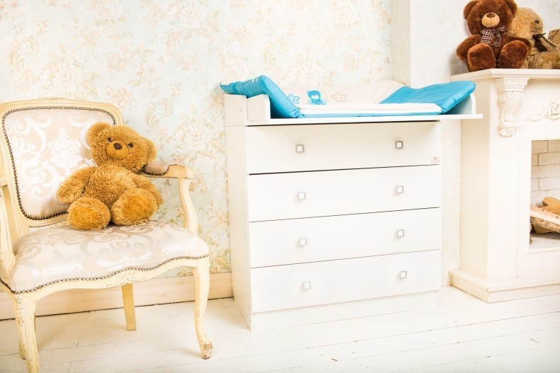 Пеленальный комод Polini Simple 1580, белый-роза