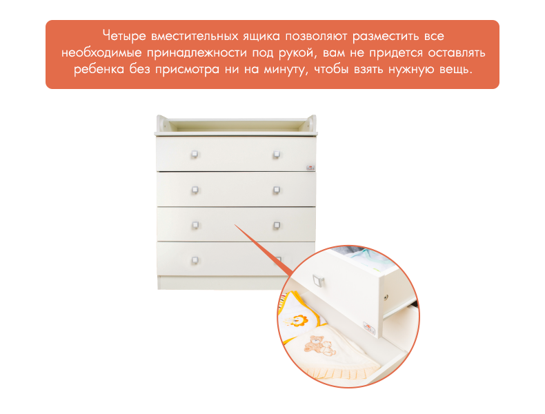 Пеленальный комод Polini Simple 1580, белый-синий