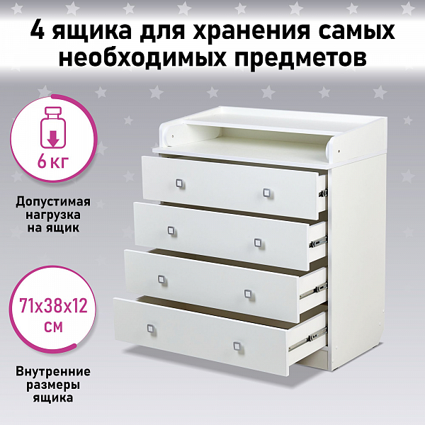 Пеленальный комод Фея 1580 белый