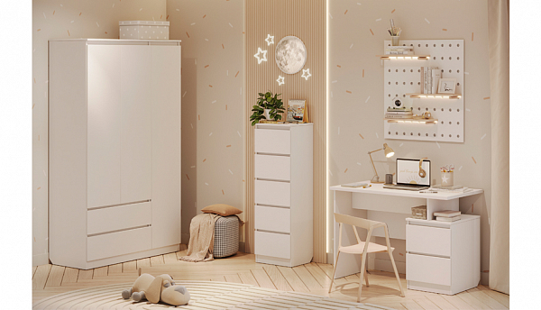 Стол письменный для школьника Polini kids Simple 1940, с ящиками, белый