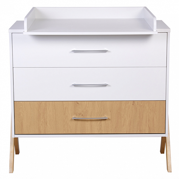 Комод Polini kids Porto 2200, на ножках, белый-дуб каменный