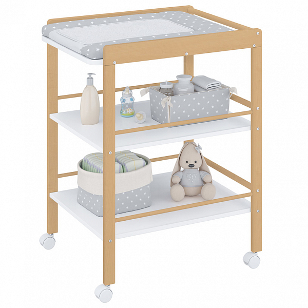 Пеленальный столик Polini kids Simple 1090, натуральный-белый