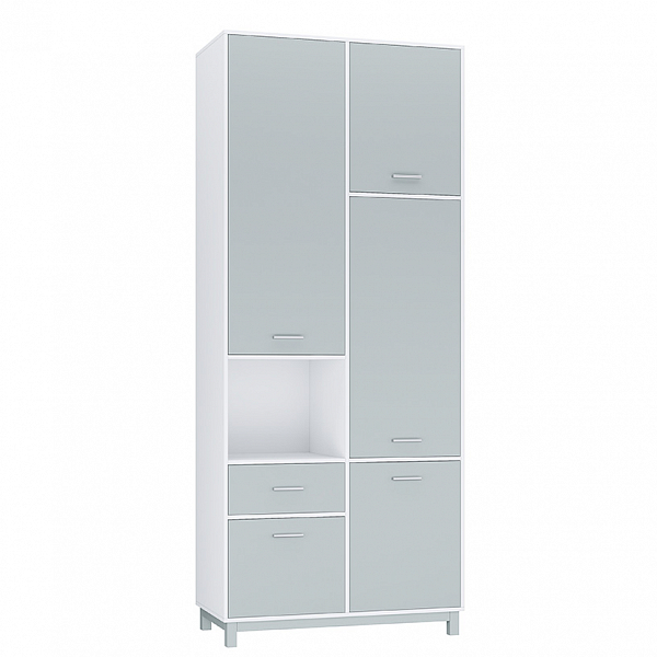 Шкаф двухсекционный Polini kids Mirum 2320, на ножках, белый-серый
