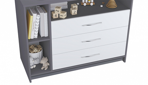 Комод Polini kids Simple 2110, серый-белый