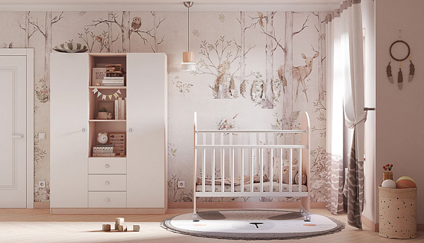 Шкаф трехсекционный Polini kids Simple, дуб пастельный-белый