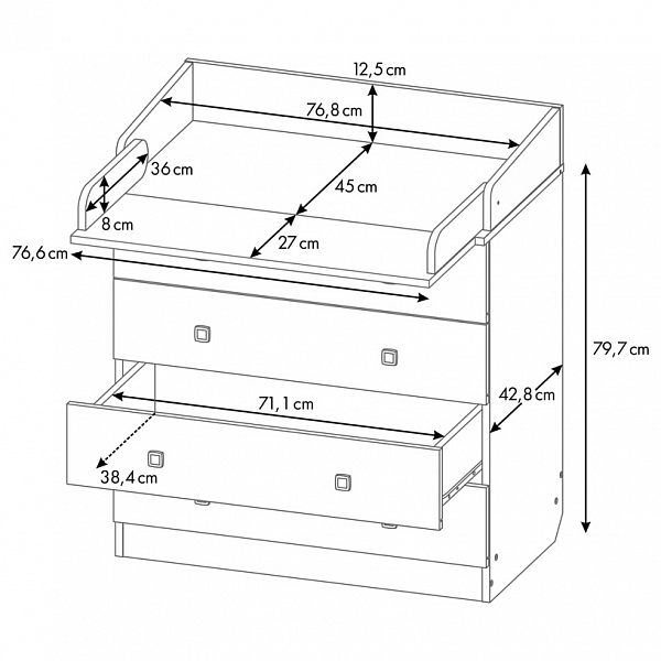 Пеленальный комод Фея 1580 слоновая кость