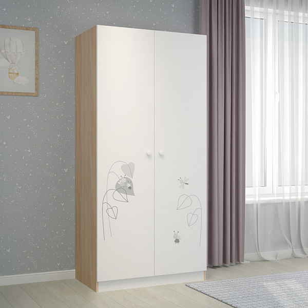 Шкаф двухсекционный Polini  kids French 1230, Amis, белый-дуб пастельный