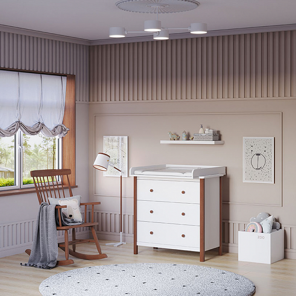 Комод Polini kids Simple 3501, белый-дуб крафт