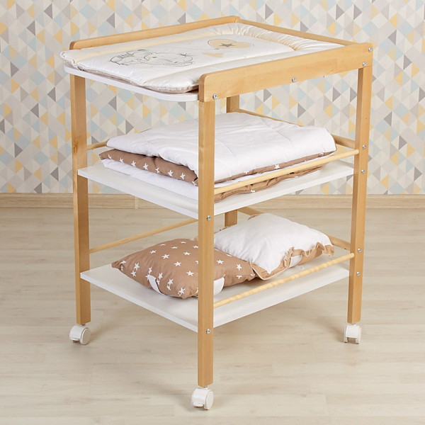 Пеленальный столик Polini kids Simple 1090, натуральный-белый