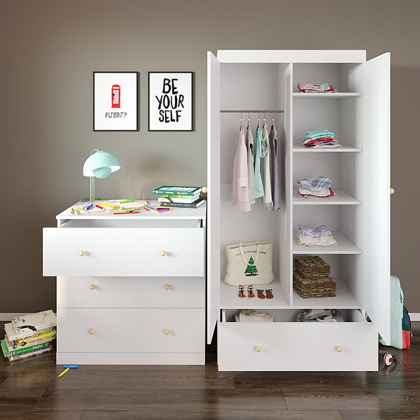 Шкаф двухсекционный Polini kids Fun 890, белый