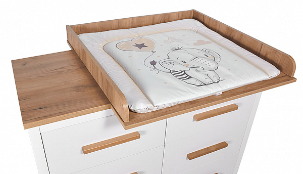 Комод Polini kids Simple 3402, белый-дуб крафт золотой