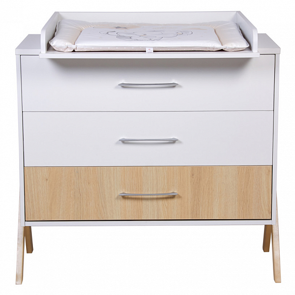 Комод Polini kids Porto 2200, на ножках, белый-дуб светлый