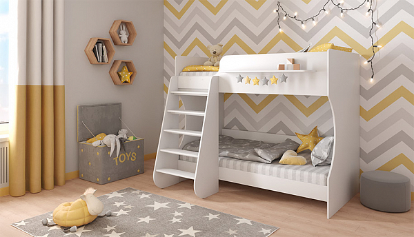 Кровать двухъярусная для детей Polini kids Dream 1500, белый