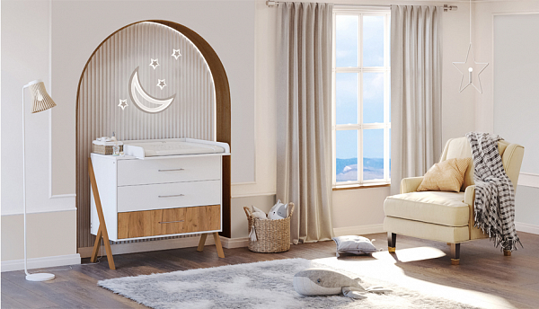 Комод Polini kids Porto 2200, белый-дуб крафт золотой
