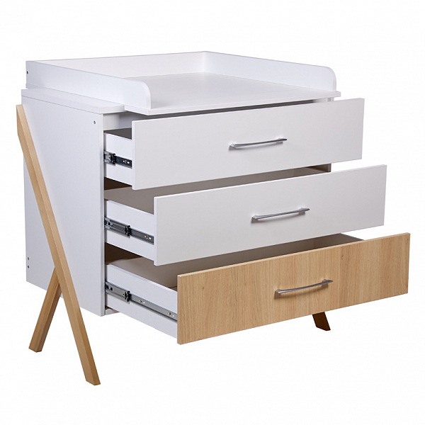 Комод Polini kids Porto 2200, на ножках, белый-дуб светлый