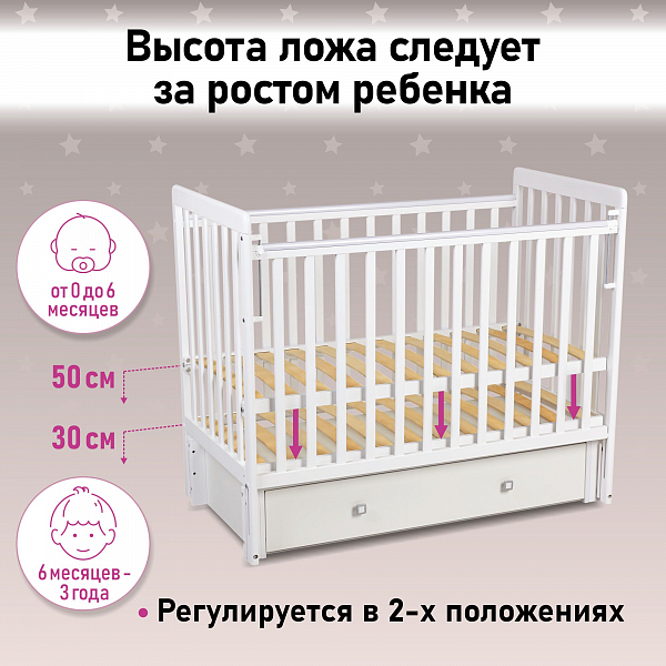 Кроватка детская Фея 328-01 белый