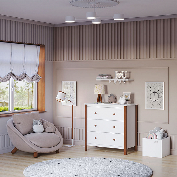 Комод Polini kids Simple 3501, белый-серый