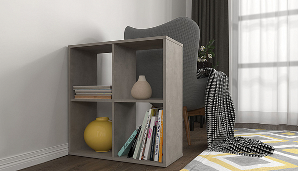 Стеллаж Polini Home Smart Кубический 4 секции, бетон