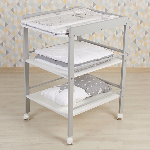 Пеленальный столик Polini kids Simple 1090, серый-белый