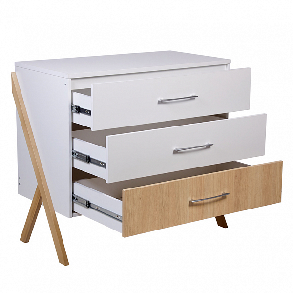 Комод Polini kids Porto 2200, на ножках, белый-дуб светлый