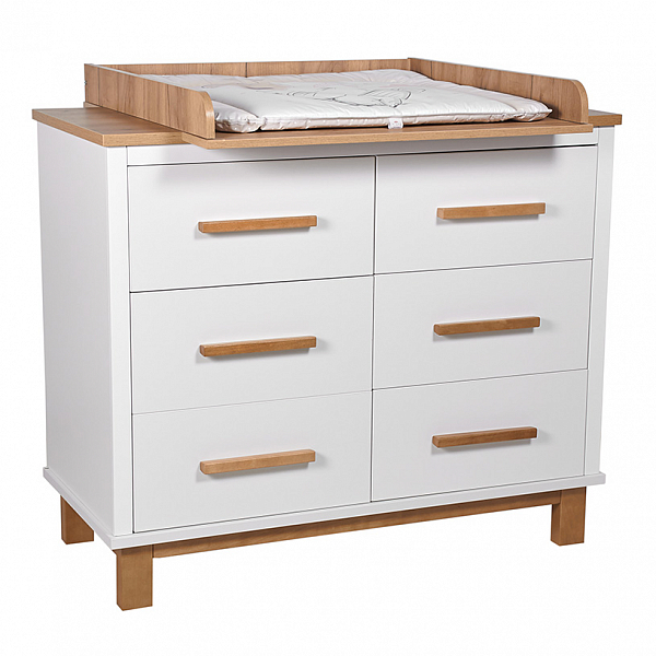 Комод Polini kids Simple 3402, белый-дуб крафт золотой