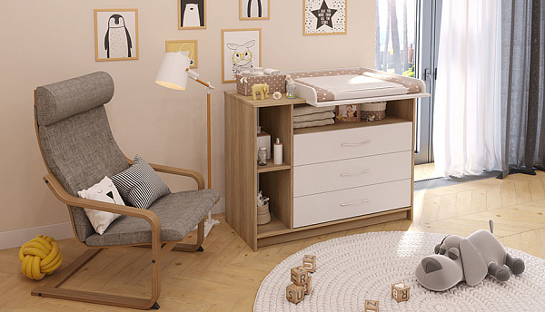 Комод Polini kids Simple 2110,  вяз-белый