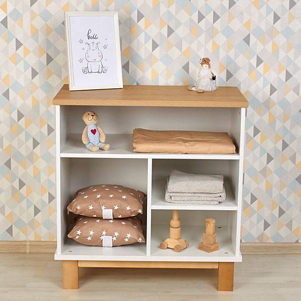 Комод Polini kids Simple 3400, на ножках, белый-натуральный