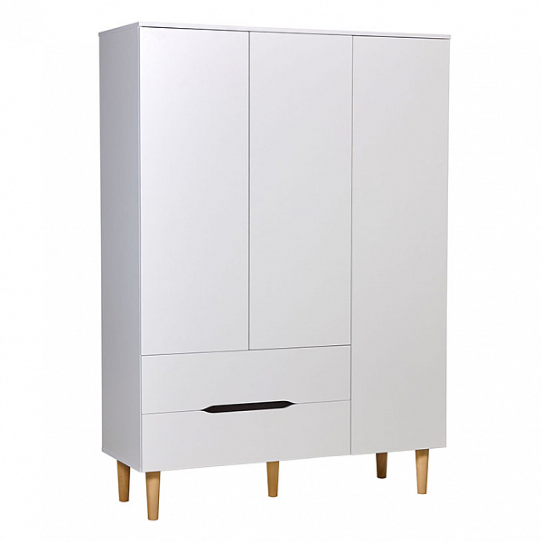 Шкаф трехсекционный Polini kids Simple 3615, с ящиками, белый-натуральный