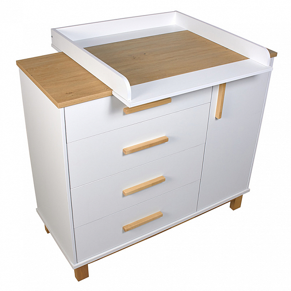 Комод Polini kids Simple 3403, на ножках, белый-натуральный