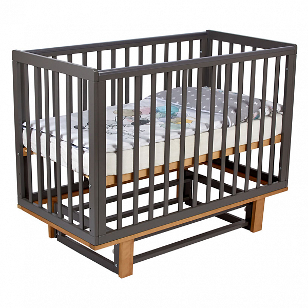 Кроватка детская Polini kids Simple 340 с маятником, графит-дуб каменный