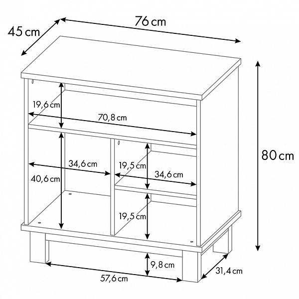 Комод Polini kids Simple 3400, на ножках, белый-натуральный