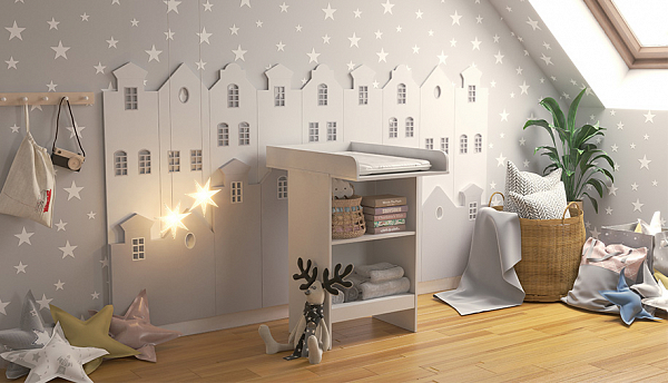 Пеленальный комод Polini kids Simple 1260, белый