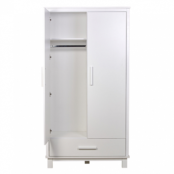 Шкаф двухсекционный Polini kids Simple 3410, с 1 ящиком, на ножках, белый