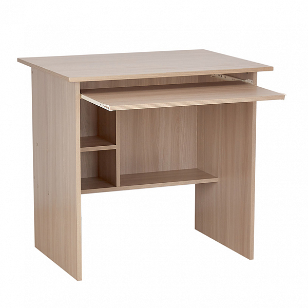 Стол компьютерный Polini Home Vector 111, с выдвижной полкой и нишами, 70х80х60, ясень шимо светлый