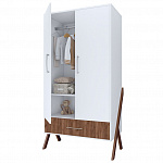 Шкаф двухсекционный Polini kids Porto 3100, с 1 ящиком, на ножках, белый-дуб крафт