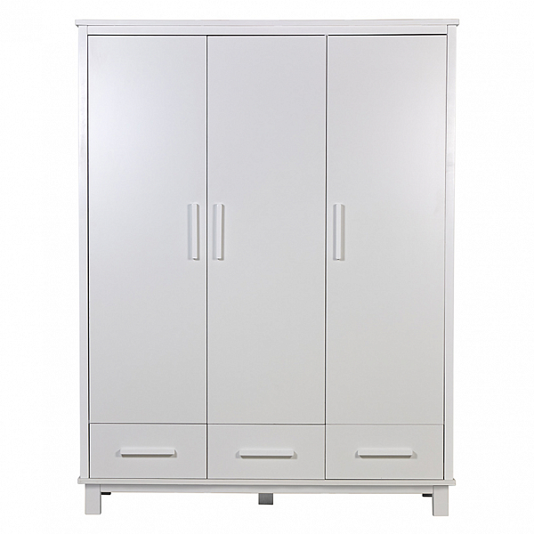 Шкаф трехсекционный Polini kids Simple 3415, с ящиками, на ножках, белый