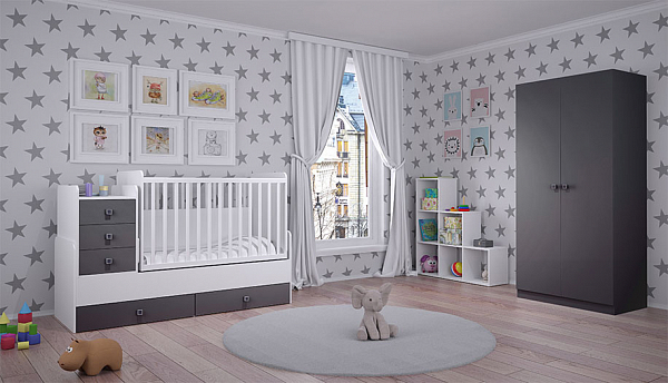 Шкаф двухсекционный Polini kids Simple, серый