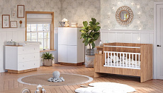 Детская комната Polini kids Ameli белый-дуб крафт золотой: кровать 1150+комод 3000+шкаф 4005