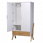 Шкаф двухсекционный Polini kids Porto 3100, с 1 ящиком, на ножках, белый-дуб каменный