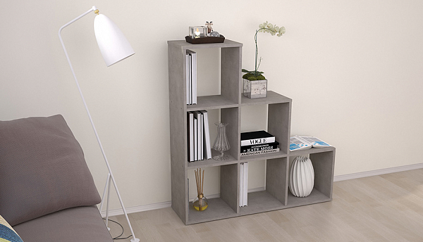 Стеллаж Polini Home Smart Каскадный 6 секций, бетон