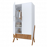 Шкаф двухсекционный Polini kids Porto 3100, с 1 ящиком, белый-дуб крафт золотой