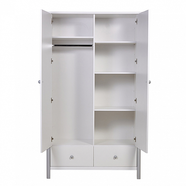 Шкаф двухсекционный Polini kids Simple 3510, с ящиками, белый-серый