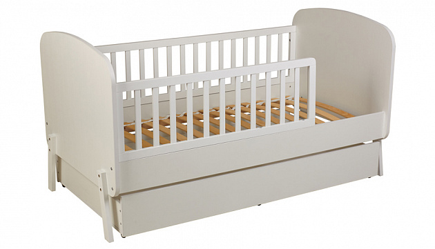 Кровать детская Polini kids Mirum 2010 c ящиком, белый / белый