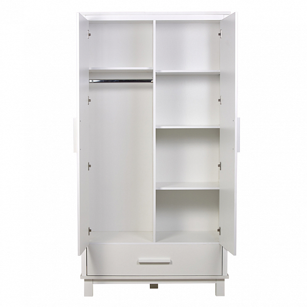Шкаф двухсекционный Polini kids Simple 3410, с 1 ящиком, на ножках, белый
