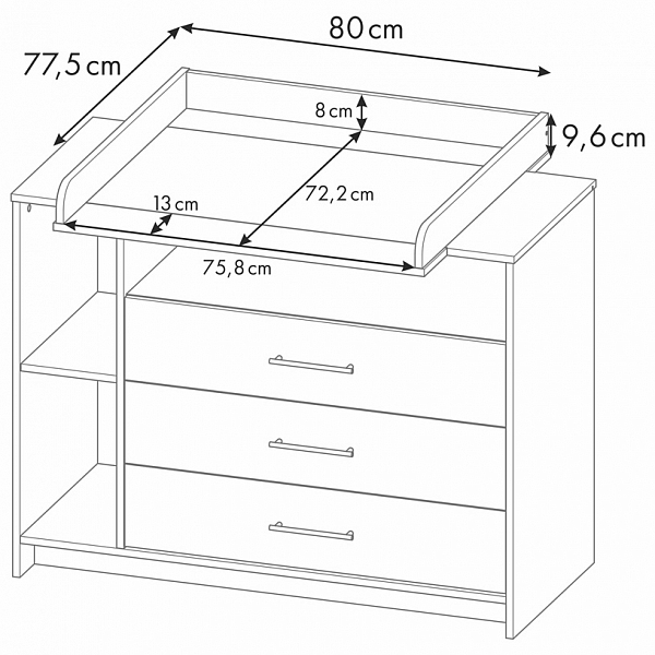 Комод Polini kids Simple 2110, серый-белый