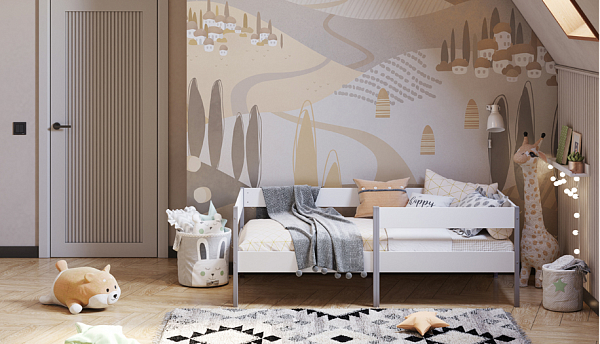 Кровать детская Polini kids Simple 3435, белый-серый