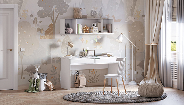 Полка навесная Polini kids Mirum, белая 140