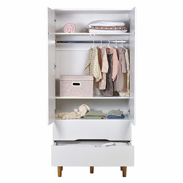 Шкаф двухсекционный Polini kids Simple 3610, с ящиками, белый-натуральный