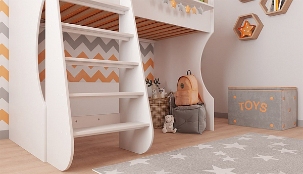 Кровать-чердак детская Polini kids Dream 1700, белый