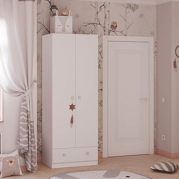 Шкаф двухсекционный Polini Simple с 1 ящиком, белый